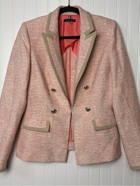 Tommy Hilfiger Pink Tweed Blazer Size 12 Preppy Parisian Chic Jacket
